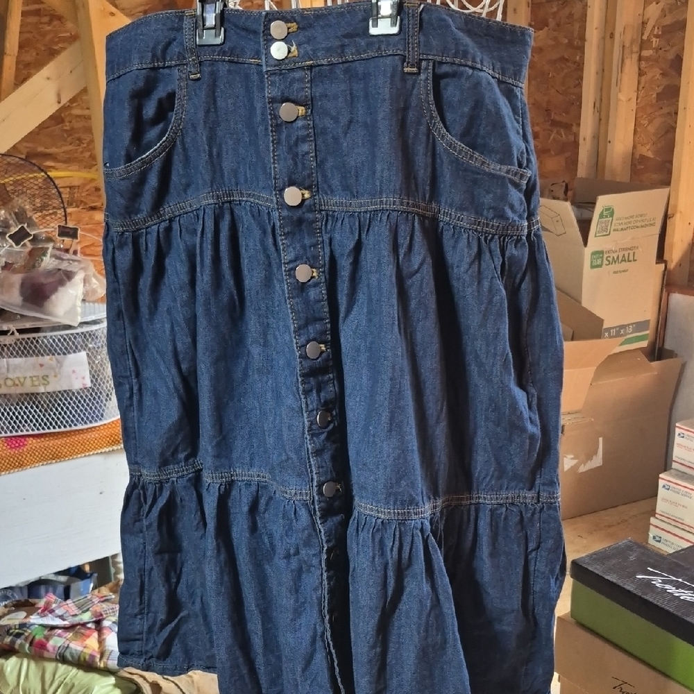 Time and Tru Blue Denim Skirt